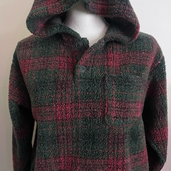 Vintage Gap • Kids Fuzzy Plaid Hooded Pullover and Glove Set - Picture 4 of 7